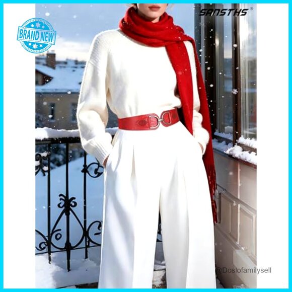 Vintage Wide Stretchy Belt Chunky Buckle Elastic Waist Belt for Dresses Coats main image 6